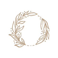 Hand drawn flower wreath. Vector floral design spring frame element for invitations, greeting cards, scrapbooking, posters with place for text. Vintage decor