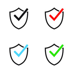 Shield with checkmark symbol. Tick shield security icon. Vector icon.