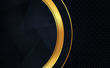 Elegant dark blue navy paper shape background a combination with golden line decoration. Luxury premium concept vector design can use element certificate, voucher, gift card, invitation, business card