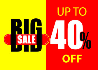 Big sale. illustration isolated on yellow and red  background.  big sale background with special discount price. 