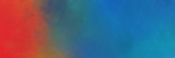 abstract painting background graphic with moderate red and teal blue colors and space for text or image. can be used as horizontal background graphic