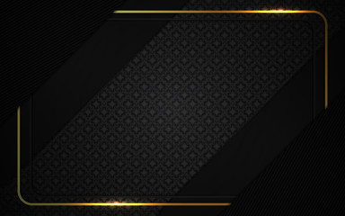 Elegant dark paper shape background a combination with golden line decoration. Luxury premium concept vector design can use element certificate, voucher, gift card, invitation, business card