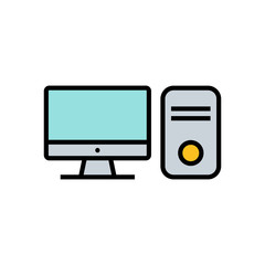 Computer icon isolated on white background. PC Icon vector. Computer monitor icon. Flat PC symbol