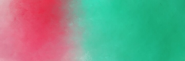 vintage abstract painted background with pale violet red, light sea green and dark sea green colors and space for text or image. can be used as horizontal background texture