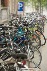 Fototapeta na wymiar Bicycle Parking Area in Belgium