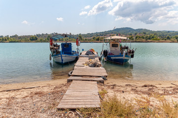 Halkidiki, Greece - September 05,2019: Port Glarokavos near Pefkochori, Halkidiki, Greece. Marina on the Greek peninsula of Halkidiki.