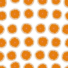 Orange fruits pattern with cut oranges. Summer background with orange fruits. Seamless orange fruits pattern