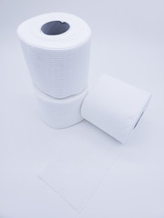  Toilet paper roles on a white background