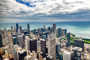 Aerial view skyline of chciago