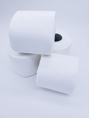  Toilet paper roles on a white background