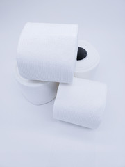  Toilet paper roles on a white background