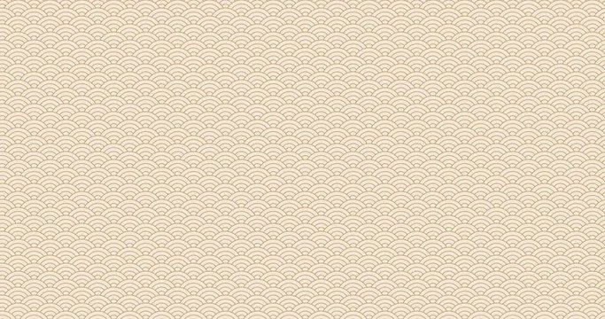 Seamless asian wave pattern. Repeating looped ocean water curve chinese texture. Vintage animated geometric shape japanese background. Retro sea motion vector ornament