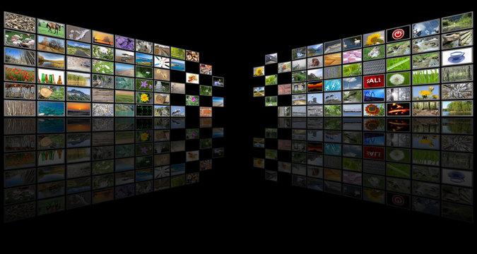 Internet and television concept background, photography collage