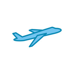 Fototapeta na wymiar Plane icon isolated on white background. Aeroplane vector icon. Flight transport symbol. Travel element illustration. Holiday symbol. Airplane