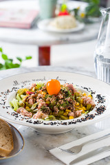 tuna fish salad in white dish
