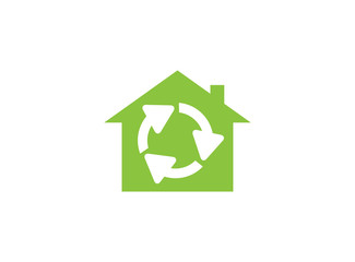 recycling arrow green house environmental for logo design illustration on white background