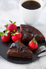 gluten-free chocolate cake with coffee