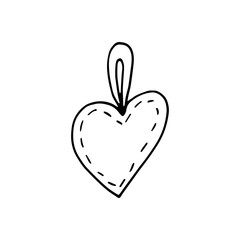 Simple doodle vector heart for valentine's day cards, posters, wrapping and design. Hand drawn heart, isolated on white backdrop. Geometric shape, symbol Valentine's Day illustration.