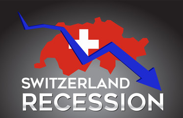 Map of Switzerland Recession Economic Crisis Creative Concept with Economic Crash Arrow.