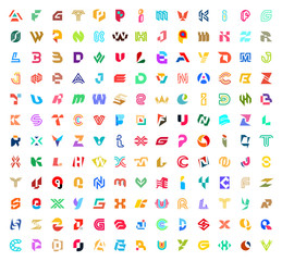 Abstract logos collection with letters. Isolated on White background