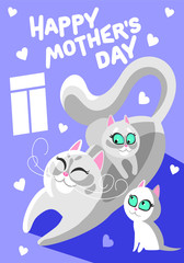 mother's day card, cat and kittens