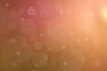 A festive abstract gradient orange pink yellow background texture with glitter defocused sparkle bokeh circles and stars. Card concept for Happy New Year, party invitation, valentine or other holidays