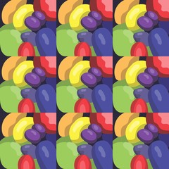 Hand drawn fruits seamless pattern. Vector food