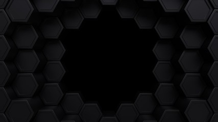 Dark space with hexagon pattern