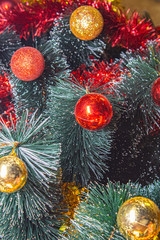 toys on new year's fir tree