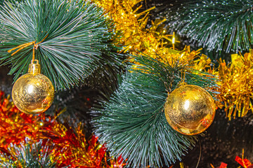 toys on new year's fir tree