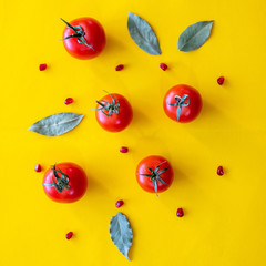 tomatoes on yellow background