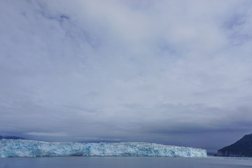 Disenchantment Bay, Alaska, USA: Clouds descend on the Hubbard Glacier in Alaska.