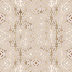 Luxury gold geometric seamless pattern with hexagons tiles.