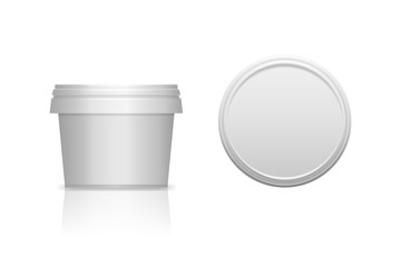 White realistic plastic cosmetic jar for body of face cream, scrub