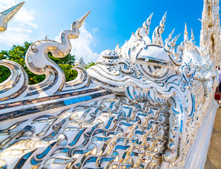 The white temple (Wat Rong Khun) in Chiang Rai city, Thailand. Beautiful buddhist ancient building...