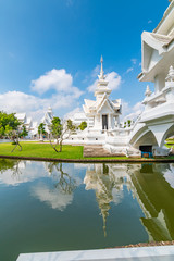 The white temple (Wat Rong Khun) in Chiang Rai city, Thailand. Beautiful buddhist ancient building...