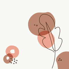 Modern abstract floral art vector leaves background. Hand draw