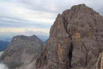 Obraz premium Mountain Cima Brenta Alta panorama in Brenta Dolomites with clouds, Italy