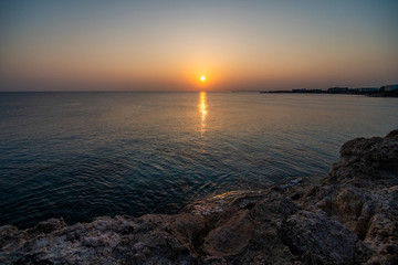 Ayia Napa, Cyprus landscape with beautiful love rock bridge on mediterranean sea at sunset