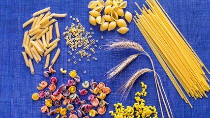 pasta on a blue background