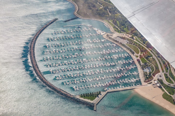 Aerial view of Chicago Harbor. Chicago, Illinous, USA