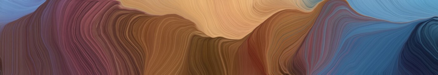 dynamic wide colored banner. contemporary waves design with old mauve, dark salmon and steel blue color