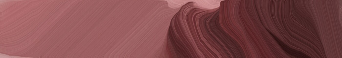 dynamic wide colored banner. abstract waves design with pastel brown, very dark pink and old mauve color
