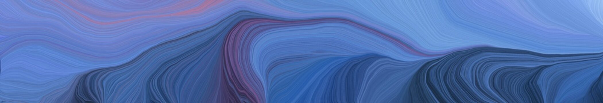 landscape banner with waves. modern soft swirl waves background illustration with steel blue, very dark blue and dark slate blue color © Eigens