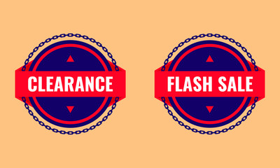 Flash Sale and Clearance Stamp with Red Band. Flash Sale and Clearance
