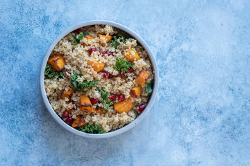 Fall Kale, Butternut Squash Pumpkin, Pomegranate and Quinoa Salad