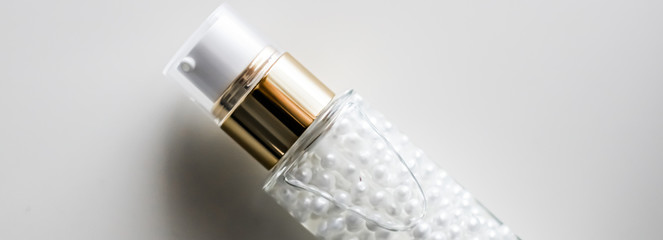 Serum gel or make-up primer in bottle, luxury skincare cosmetics and organic anti-aging product for...