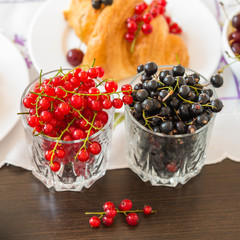 Berries. Fresh ripe currant berries. Red currant. Black currant.