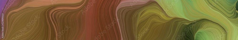 Aufkleber dynamic wide colored banner. smooth swirl waves background design with brown, dark khaki and pastel 