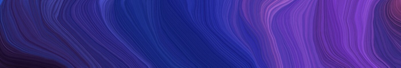 landscape orientation graphic with waves. smooth swirl waves background design with midnight blue, dark slate blue and very dark blue color